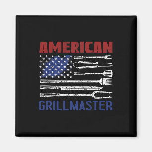 Patriotic American Flag Grill Byrbeque Master Magnet