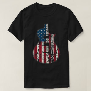 Patriotic American Flag Guitar Design T-Shirt