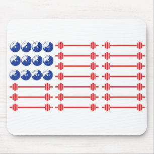 Patriotic American Flag Gym Weightlifting Bar Mouse Pad