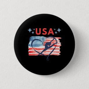 Patriotic American Flag Gymnastics Design For Usa 6 Cm Round Badge