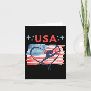 Patriotic American Flag Gymnastics Design For Usa Card