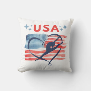 Patriotic American Flag Gymnastics Design for USA  Cushion