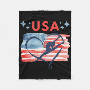 Patriotic American Flag Gymnastics Design For Usa  Fleece Blanket