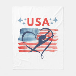 Patriotic American Flag Gymnastics Design for USA Fleece Blanket