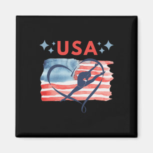 Patriotic American Flag Gymnastics Design For Usa Magnet