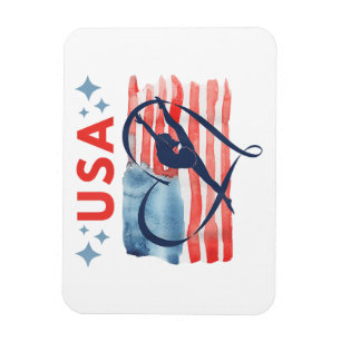 Patriotic American Flag Gymnastics Design for USA Magnet