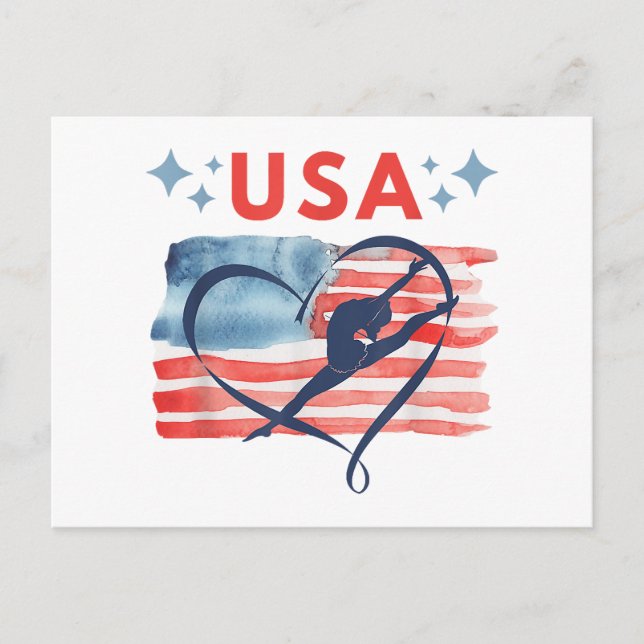Patriotic American Flag Gymnastics Design for USA  Postcard (Front)
