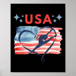 Patriotic American Flag Gymnastics Design For Usa Poster