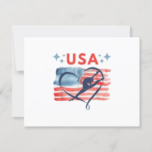 Patriotic American Flag Gymnastics Design for USA RSVP Card