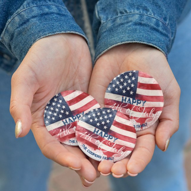 Patriotic American Flag Happy 4th of July Custom 3 Cm Round Badge (Creator Uploaded)
