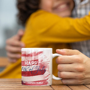 Patriotic American Flag Happy 4th of July Custom Coffee Mug