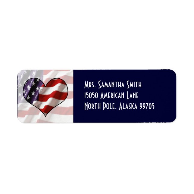 Patriotic American Flag Heart Address Label Return Address Label (Front)