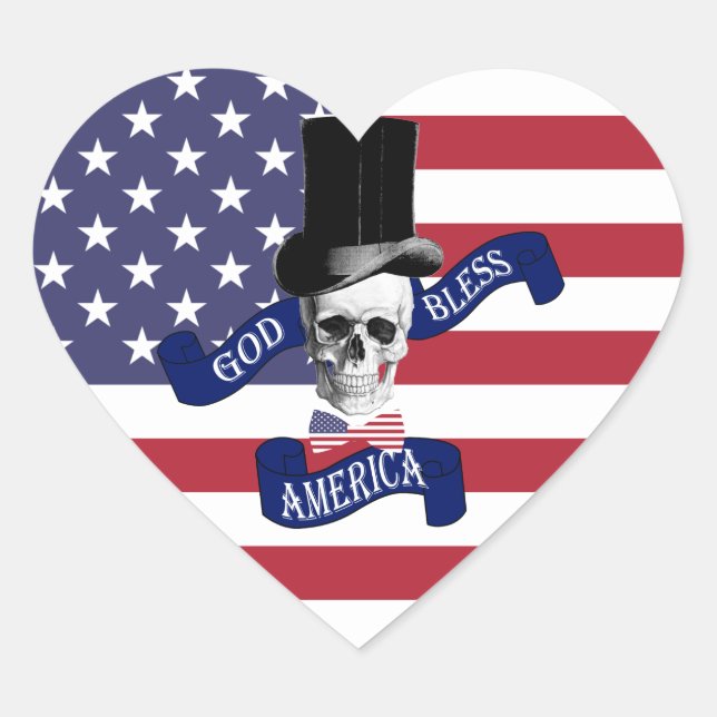 Patriotic American flag Heart Sticker (Front)