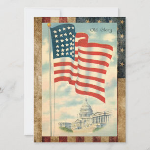 Patriotic American Flag Holiday Card