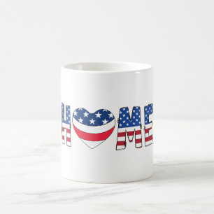 Patriotic American Flag HOME Typography Coffee Mug
