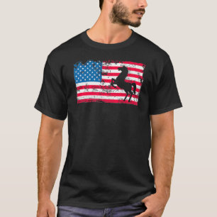 Patriotic American Flag Horse Graphic Print T-Shirt