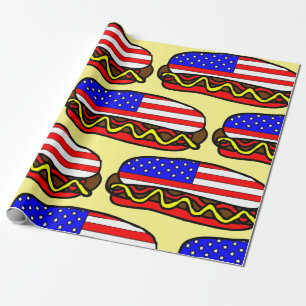 Patriotic American Flag Hot Dog  Wrapping Paper