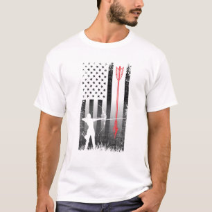 Patriotic American Flag Hunter Bow Hunting Gift T-Shirt