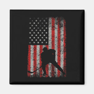 Patriotic American Flag Ice Hockey Gift Hockey Pla Magnet