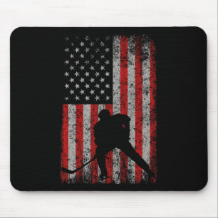 Patriotic American Flag Ice Hockey Gift Hockey Pla Mouse Pad