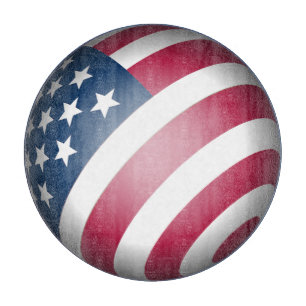 Patriotic American Flag in 3D Globe Design Cutting Board