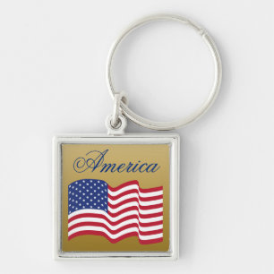 Patriotic American Flag Keychain 