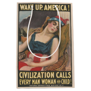 Patriotic American Flag Lady Vintage History Medium Gift Bag