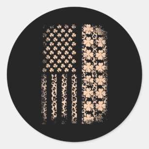 Patriotic american flag leopard shamrock stPatriot Classic Round Sticker