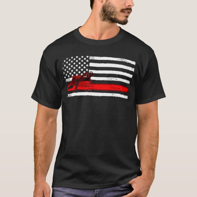 Patriotic American Flag Logger Men Womens Kids Log T-Shirt (Front)