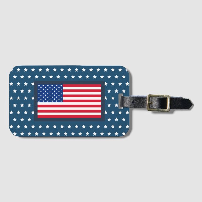 Patriotic American Flag Luggage Tag Gift (Front Horizontal)