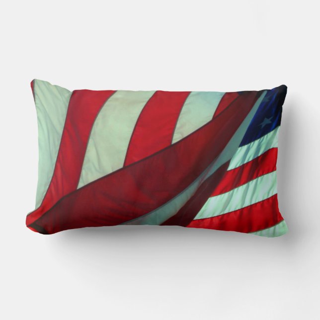 Patriotic American Flag Lumbar Accent Pillow (Front)