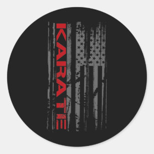 Patriotic American Flag Martial Arts Karate Women Classic Round Sticker