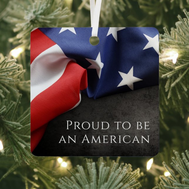Patriotic American Flag Metal Tree Decoration (Insitu)