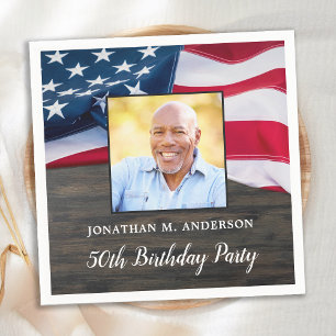 Patriotic American Flag Military Birthday Party  Napkin