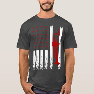 Patriotic American Flag Music USA Trumpet T-Shirt
