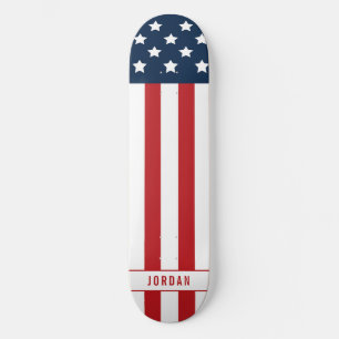 Patriotic American Flag Name Skateboard