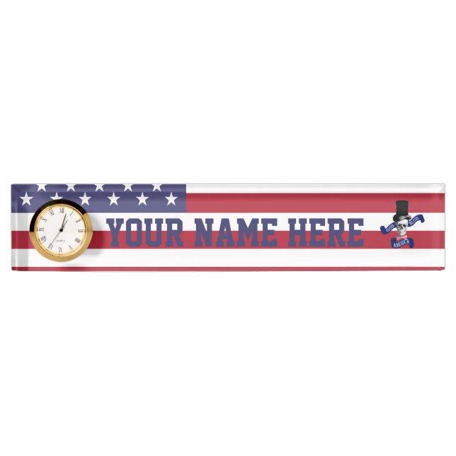 Patriotic American flag Nameplate (Front)
