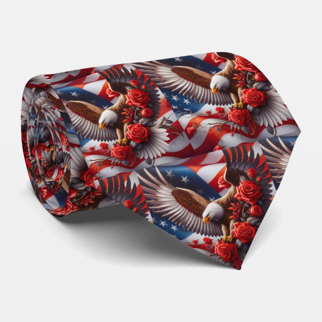 Patriotic American Flag Neck Tie (Rolled)