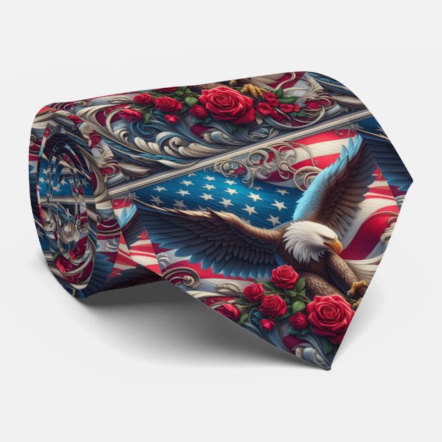 Patriotic American Flag Neck Tie (Rolled)