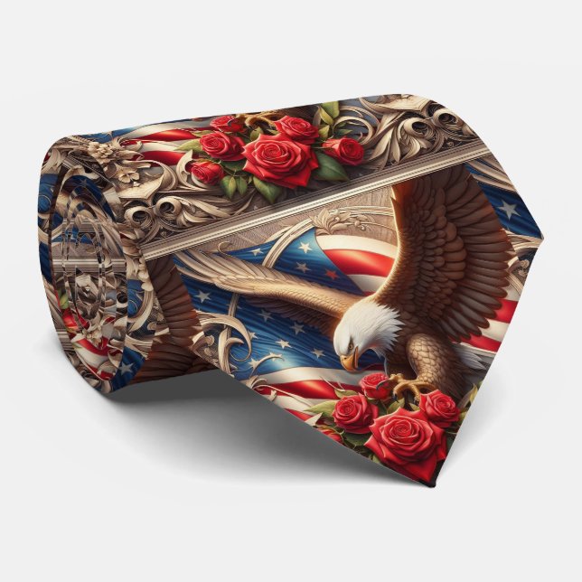 Patriotic American Flag Neck Tie (Rolled)