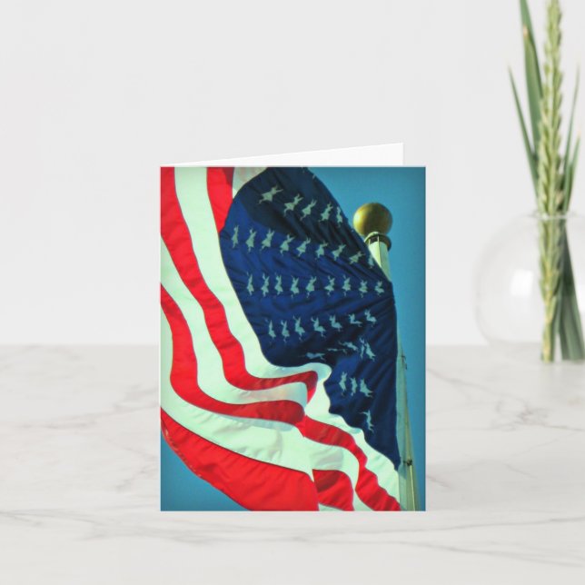 Patriotic American Flag Note Card (Front)