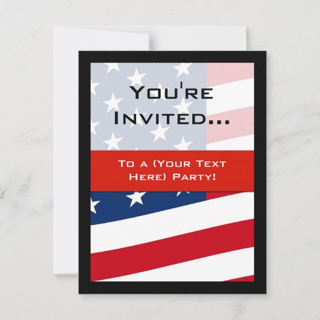 Patriotic American Flag Party Invitations, General Invitation (Front)