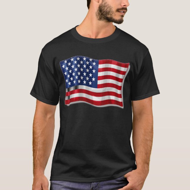 Patriotic American flag patch T-Shirt (Front)