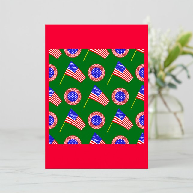 Patriotic American Flag Pattern on Green  Invitation (Creator Uploaded)