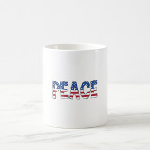 Patriotic American Flag Peace Typography Coffee Mug