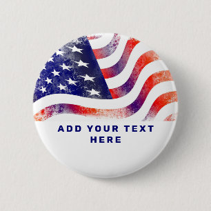 Patriotic American Flag Personalised 6 Cm Round Badge