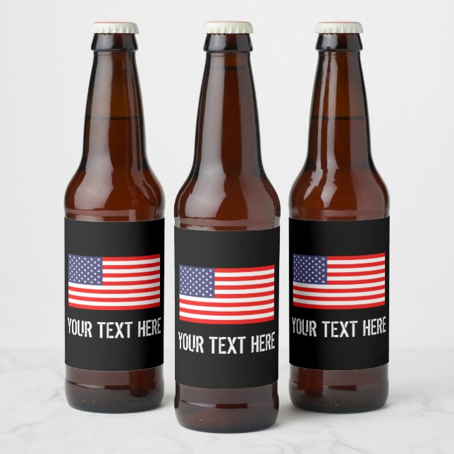 Patriotic American flag personalised Beer Bottle Label (Bottles)
