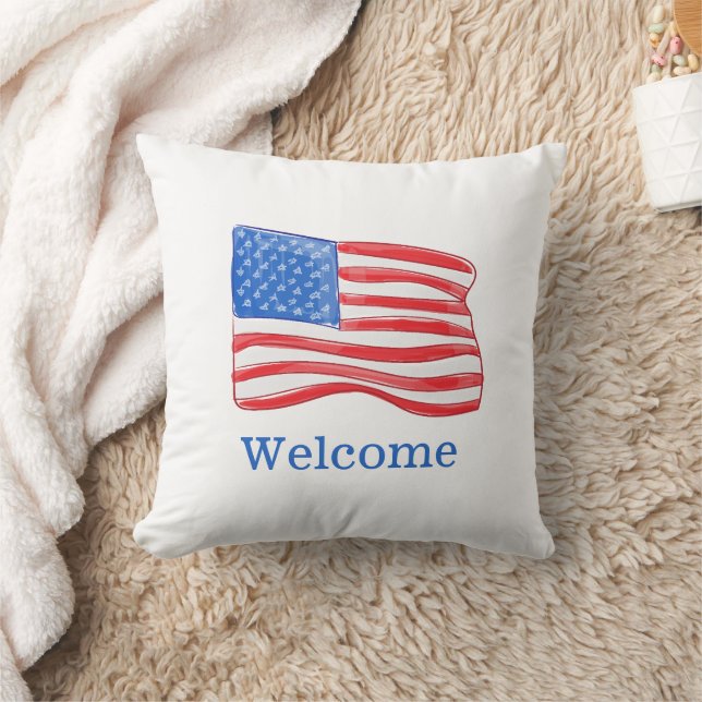 Patriotic American Flag Personalised Cushion (Blanket)