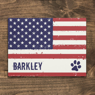 Patriotic American Flag Personalised Dog Bowl Mat