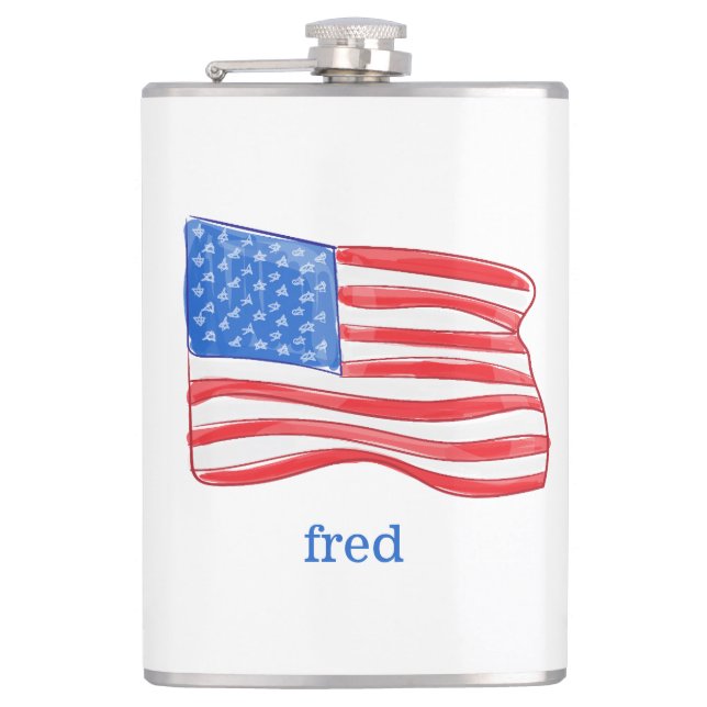 Patriotic American Flag Personalised Hip Flask (Front)